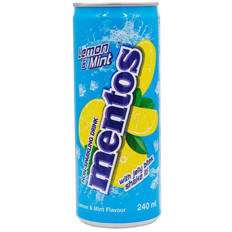 Напиток газированный Mentos со вкусом лимона и мяты 240 мл., ж/б