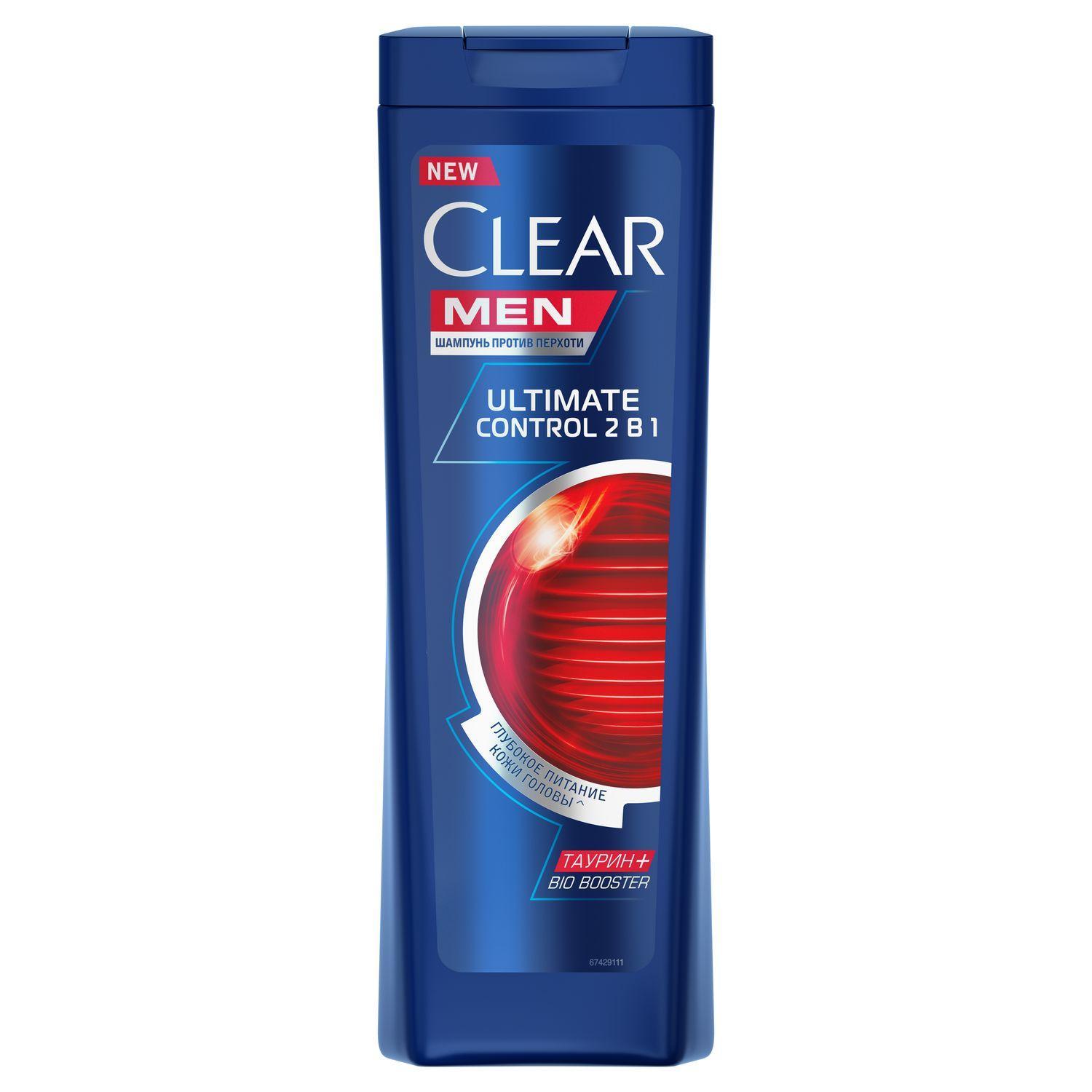 Шампунь и бальзам для волос Clear Men Ultimate Control 2 в 1 400 мл., флакон