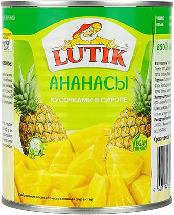 Ананас Lutik кусочками в сиропе 850 мл., ж/б