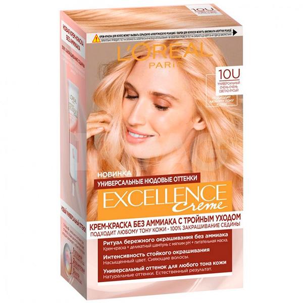 Краска для волос L'Oreal Excellence Univ Nudes  краска для волос 10U, 268 гр., картон