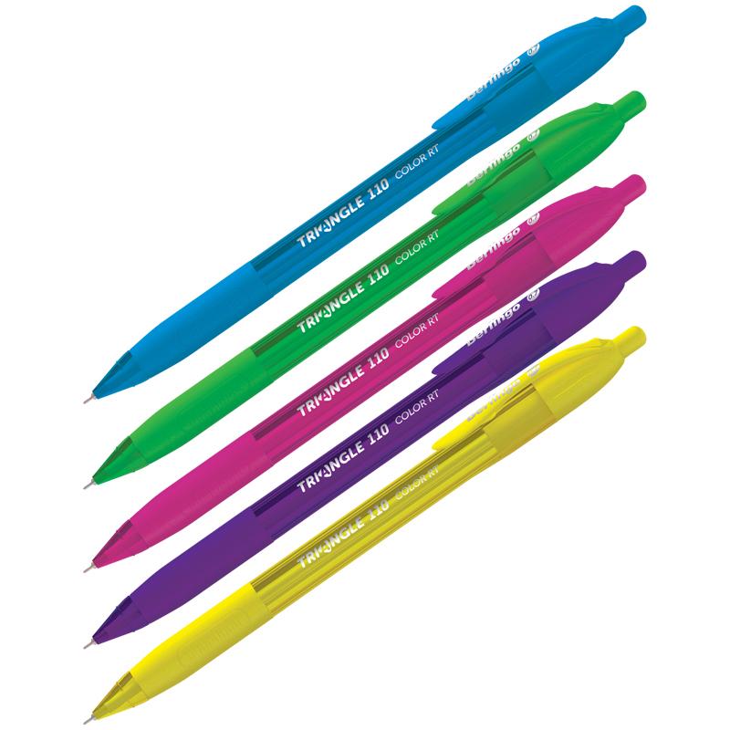 Ручка шариковая автоматическая Berlingo Triangle 110 RT Color синяя, 0,7мм, трехгр., игол.стержень