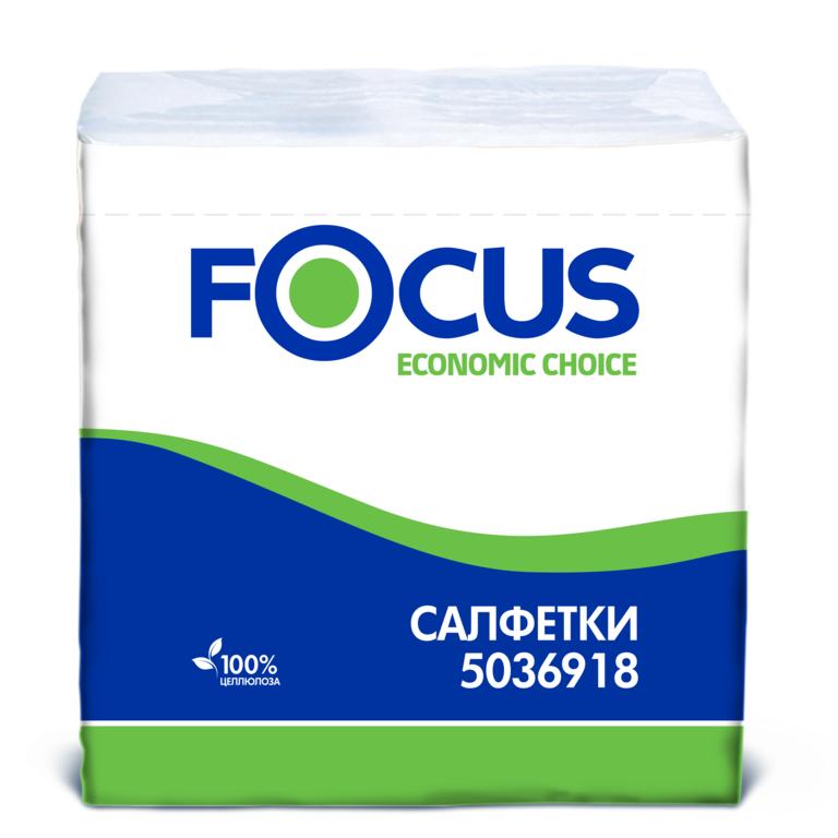 Салфетки бумажные Focus белые 1 слой 24х20 см. 100 шт., пленка