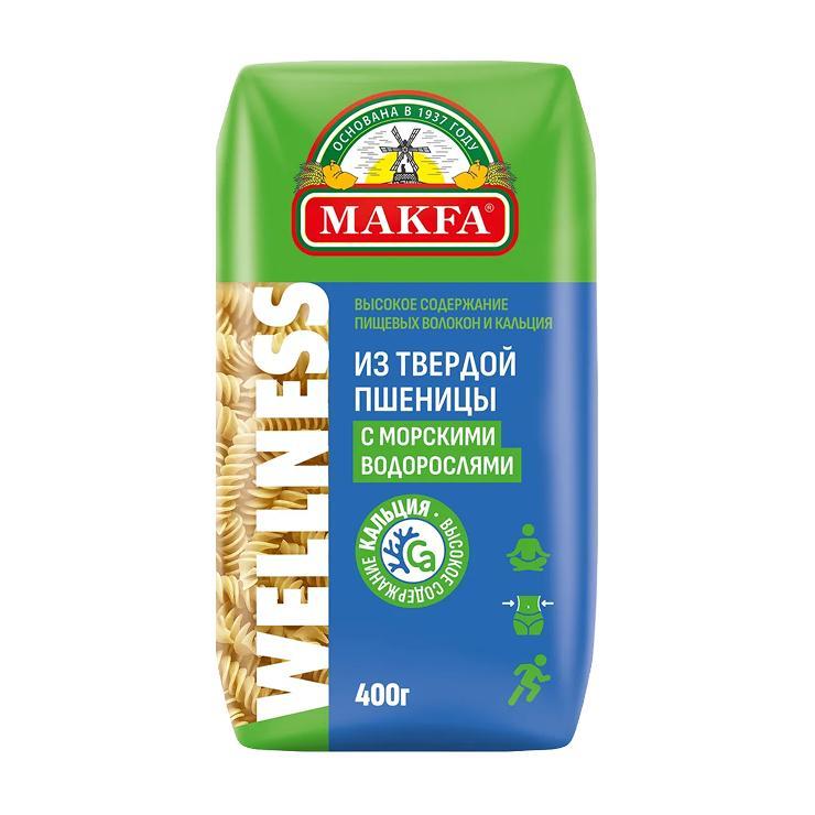 Макаронные изделия Makfa wellness спирали с водорослями 400 гр., флоу-пак