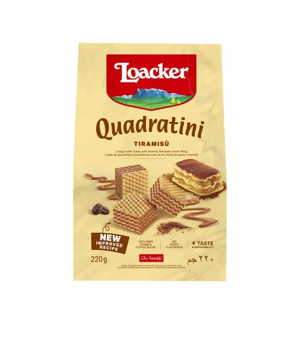 Вафли Loacker quadratini тирамису 220 гр., флоу-пак