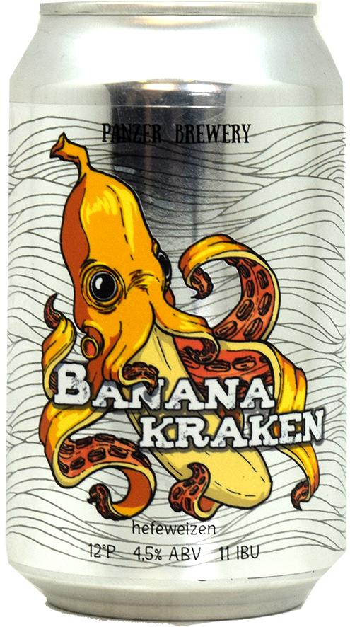 Пиво Panzer brewery Banana Kraken пшеничное нефильтрованное непастеризованное неосветленное 4,5%, 500 мл., ж/б