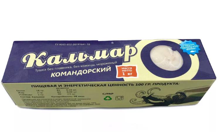 Кальмар Росрыбфлот камлайн командорский очищенный филе 1 кг., картон