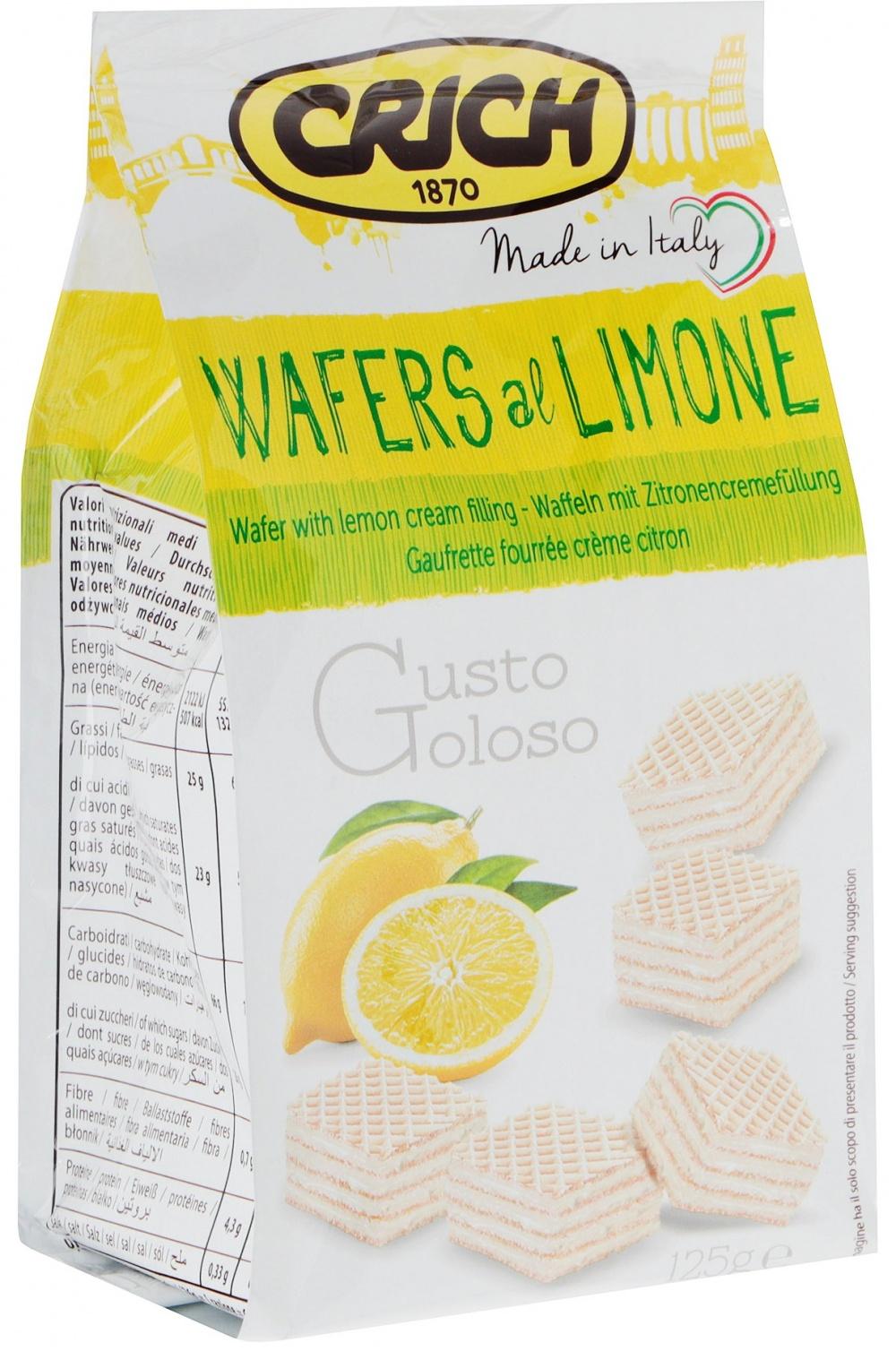 Вафли Crich с лимонно-кремовой начинкой 125 гр., пакет