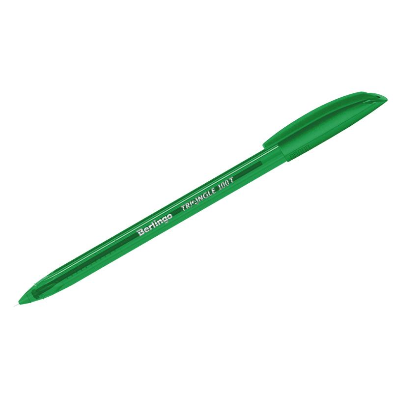 Ручка шариковая Berlingo Triangle 100T зеленая, 0,7мм, трехгран., игольчатый стержень