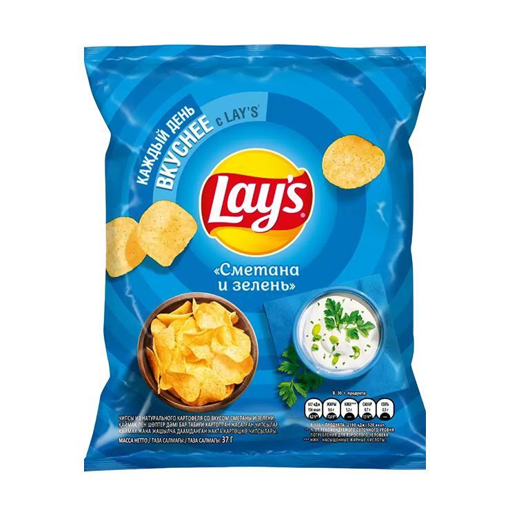 Чипсы картофельные Lay's сметана зелень 70 гр., флоу-пак
