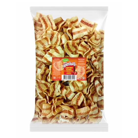 Снеки Белпродукт ломтики бекона со вкусом копченостей 150 гр., флоу-пак