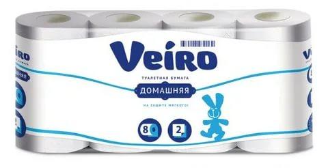 Туалетная бумага 2х-сл., 8 шт., Veiro, пластиковый пакет