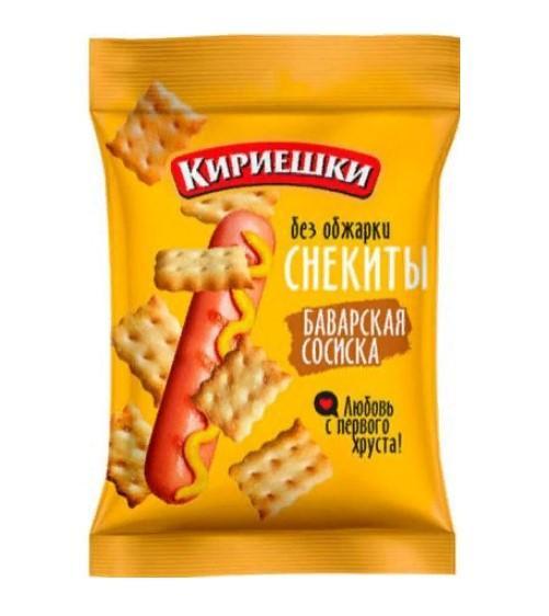 Сухарики Кириешки Снекиты Баварская сосика крекеры 60 гр., флоу-пак