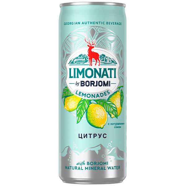 Напиток Limonati by Borjomi с соком цитрусов, газ, 330 мл., ж/б