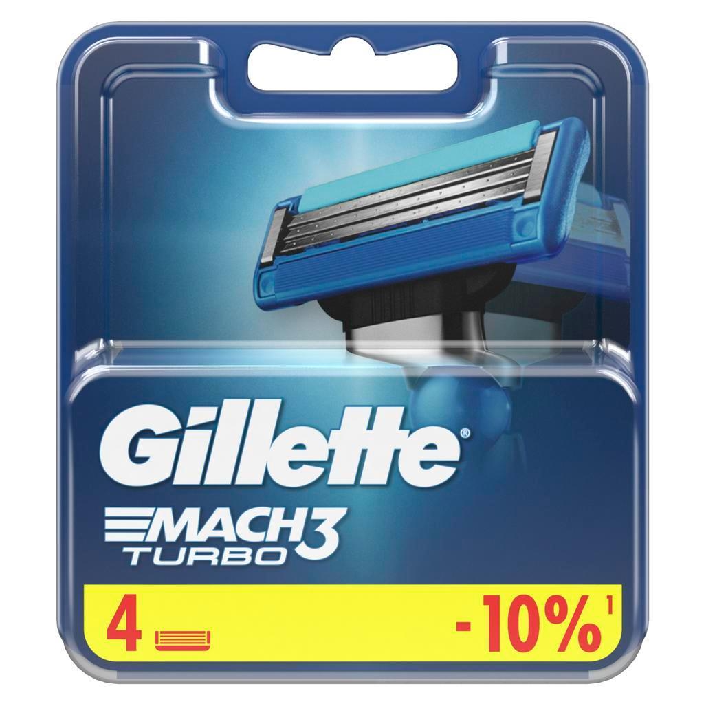 Кассеты Gillette Mach3 Turbo 4 штуки, блистер