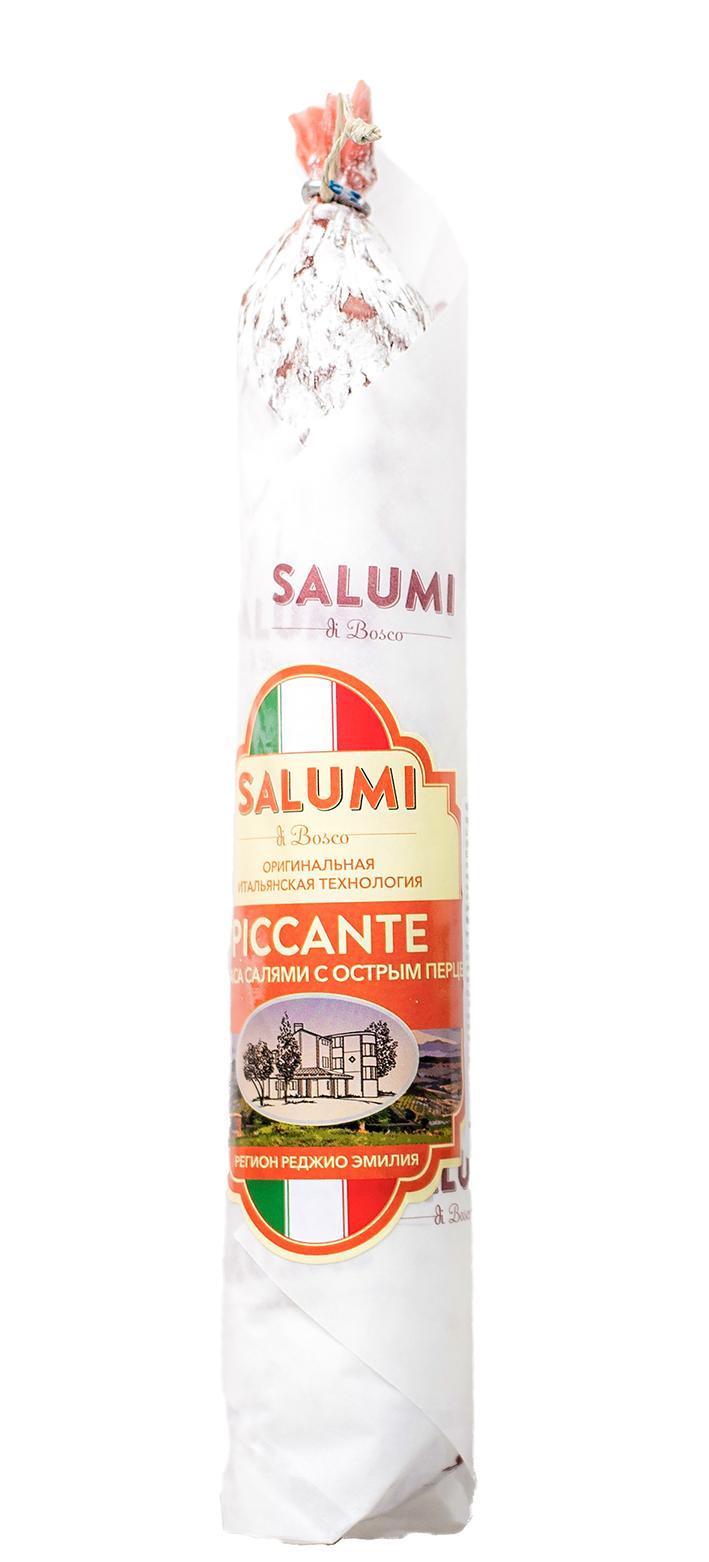 Колбаса Salumi di Bosco Салями с острым перцем полусухая сыровяленая, 200 гр., бумажная упаковка