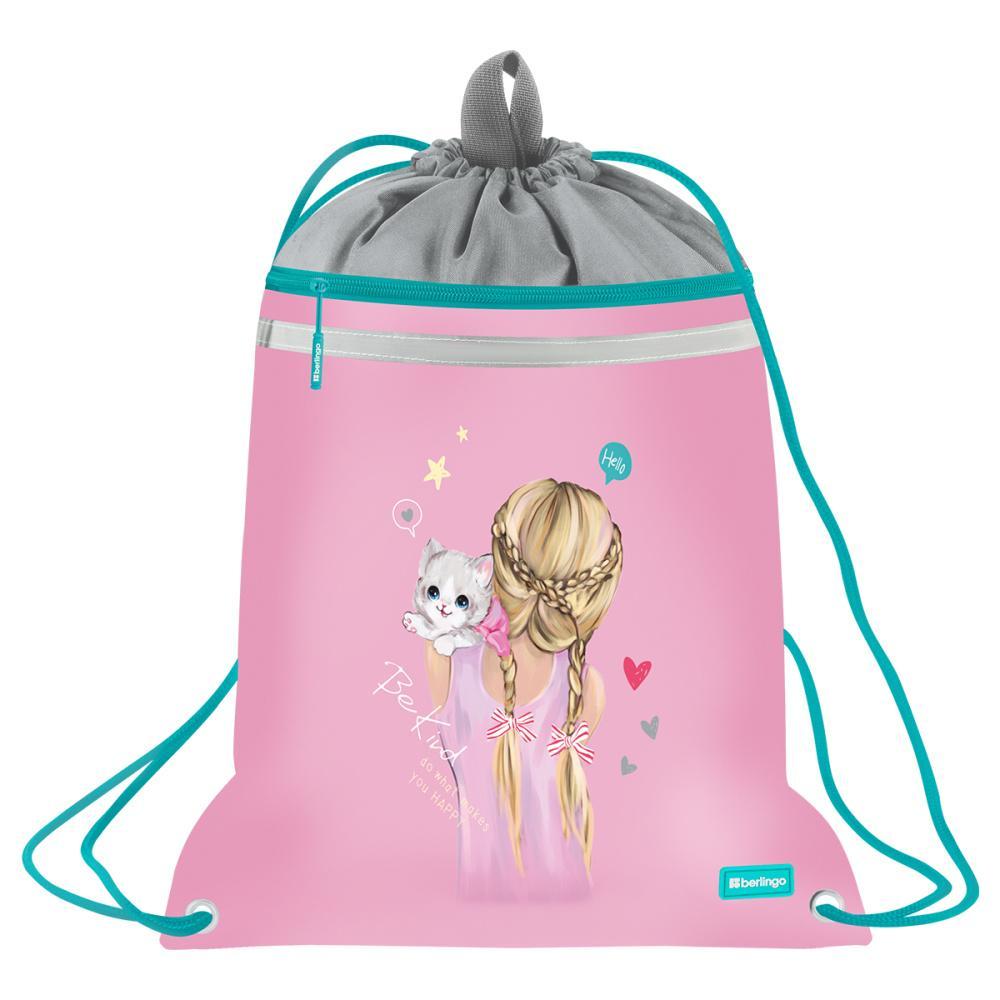 Мешок для обуви Berlingo Be Kind! 360х460 мм 1 отделение вентиляционная сеточка светоотражающая лента карман на молнии, пакет