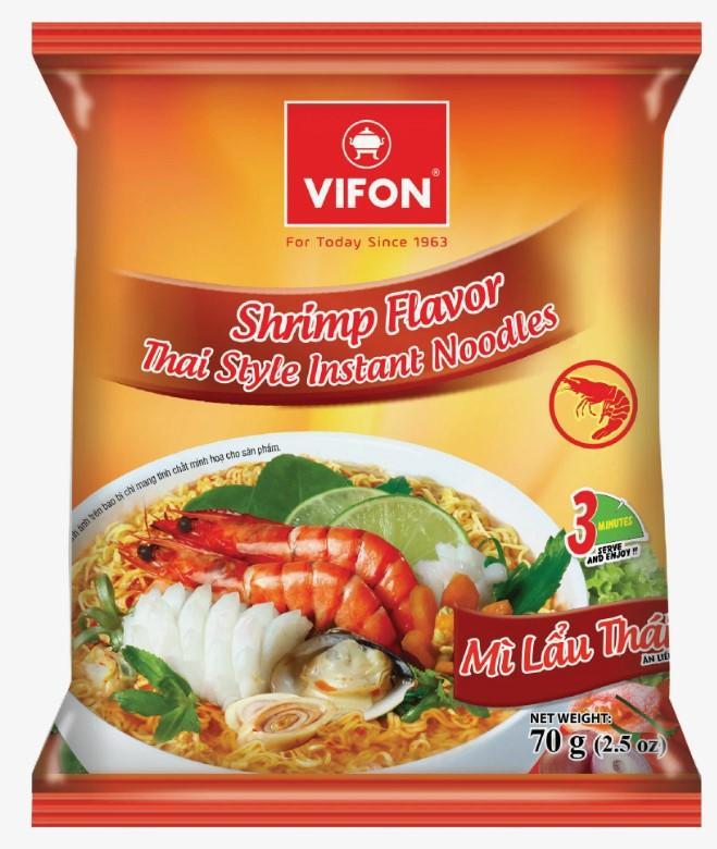 Лапша быстрого приготовления пшеничная Vifon со вкусом Креветка по-тайски 70 гр., флоу-пак