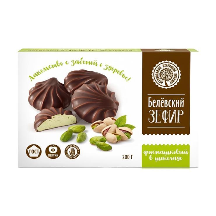 Зефир Белевский фисташка в шоколаде 200 гр., картон