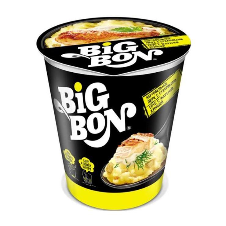 Пюре быстрого приготовления Big Bon картофельное с сухариками и соусом курица 60 гр., стакан