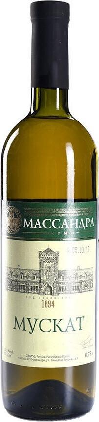 Вино сухое белое Массандра Мускат 12 %, Россия, 750 мл., стекло