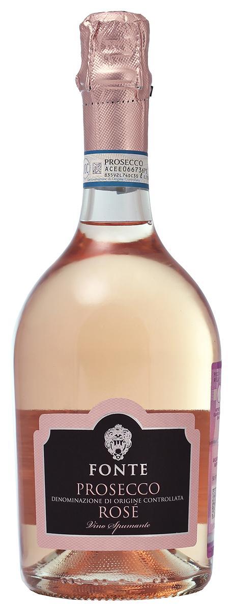 Вино игристое Просекко Фонте Розе розовое брют  Италия 750 мл., стекло