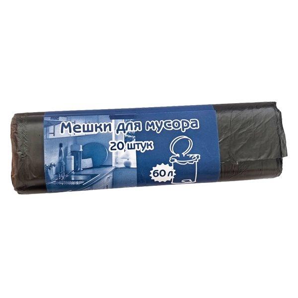 Мешок для мусора 60 л, черн., ПНД, 20 шт/рул Россия