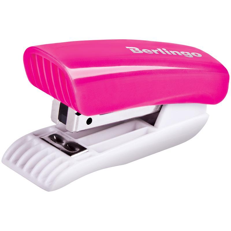 Степлер мини  №10 Berlingo Blitz до 10 листов пластиковый корпус розовый, картон
