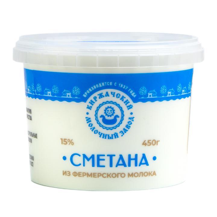 Сметана Киржачский МЗ ГОСТ, 15%, 450 гр., ПЭТ