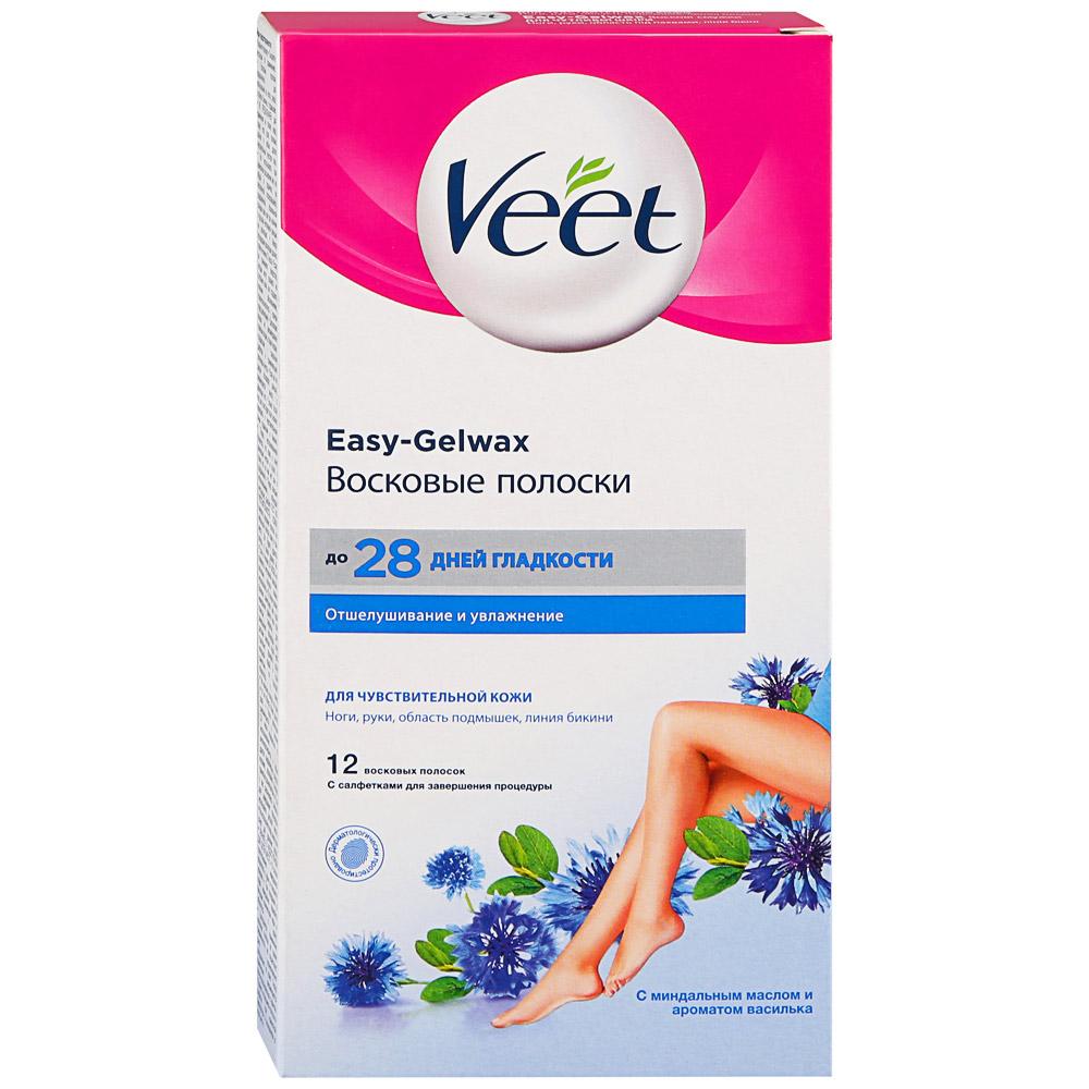 Полоски Veet, для чувствительной кожи Восковые 12 шт., 50 гр., картон