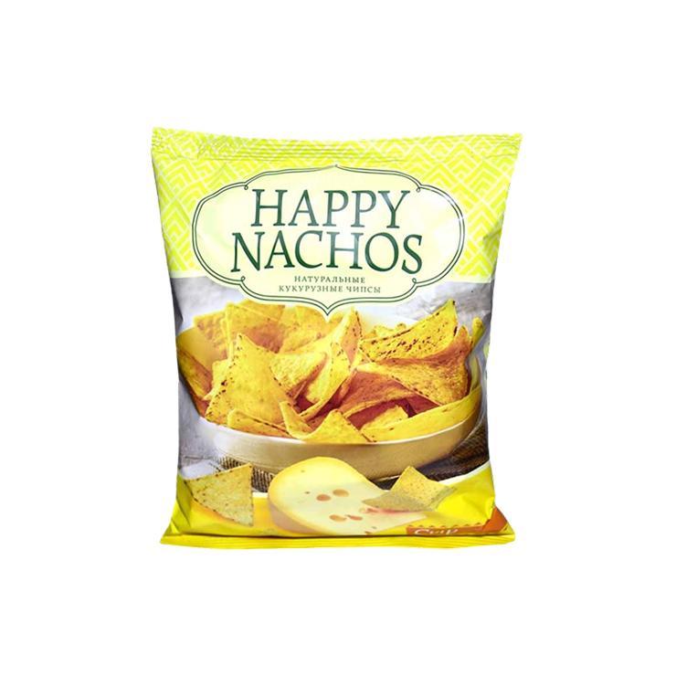 Чипсы кукурузные Happy Nachos с сыром 75 гр., флоу-пак