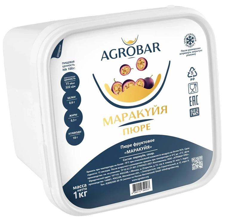 Пюре Agrobar замороженное маракуйя без семечек 1 кг., пластиковый лоток