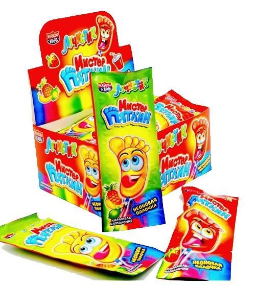 Карамель Канди Клаб Лучистик Мистер пяткин на неоновой палочке 10 гр., саше