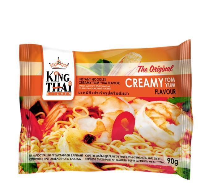 Лапша быстрого приготовления King Thai Сливочный Том Ям 90 гр., флоу-пак