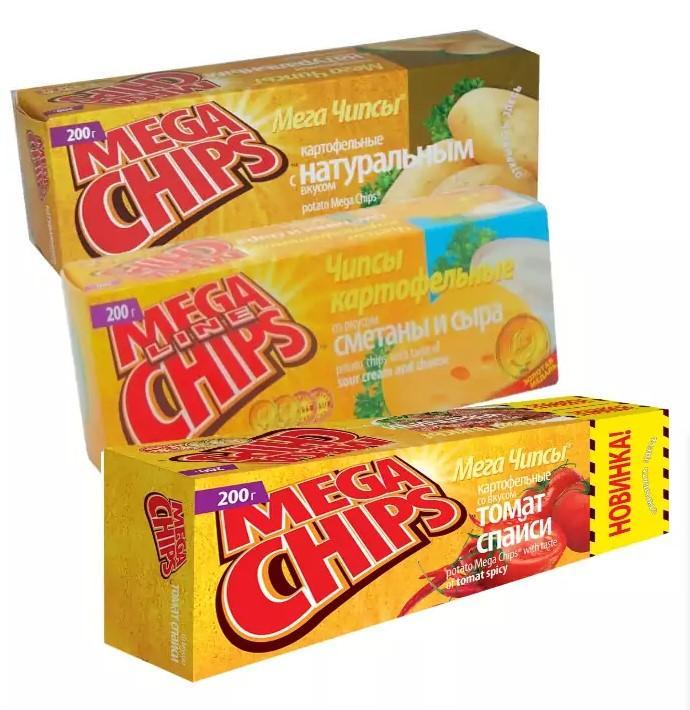 Чипсы Mega Chips картофельные ассорти 200 гр., картон