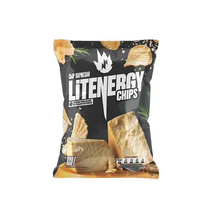 Чипсы LIT ENERGY рифленые пармезан 120 гр., флоу-пак