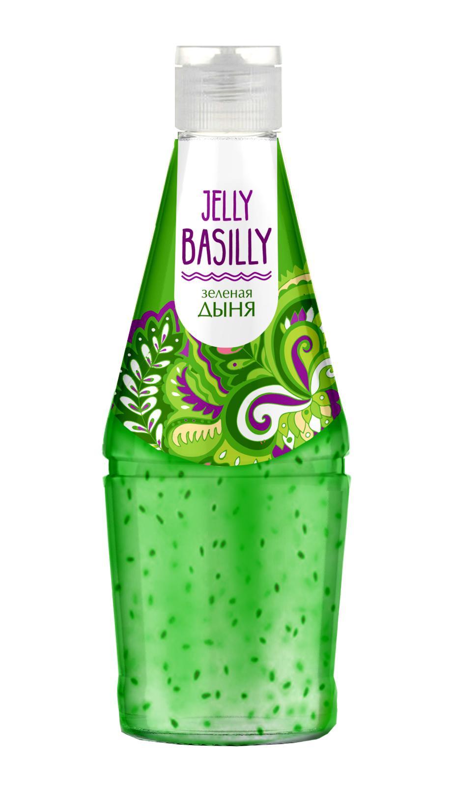 Напиток Jelly Basilly с семенами базилика, вкус дыня, 300 мл., ПЭТ