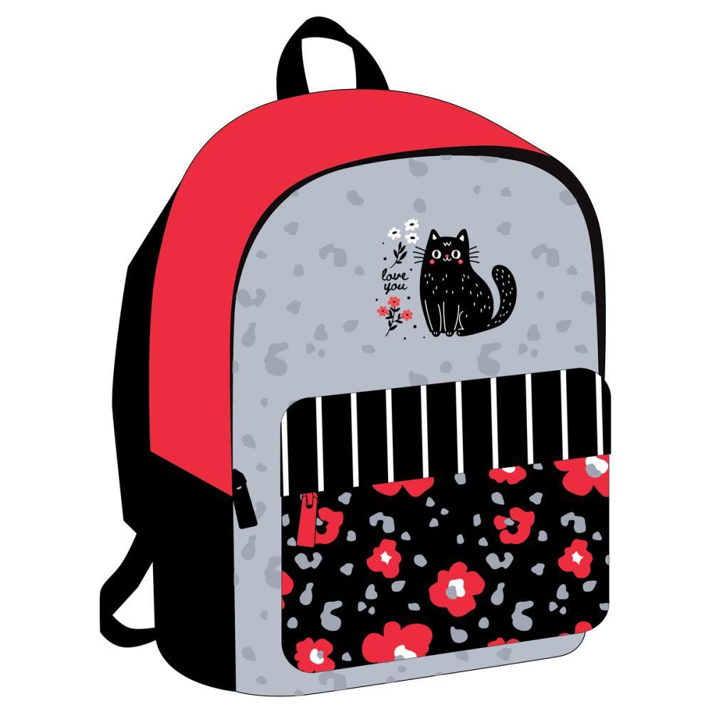 Рюкзак ArtSpace Street Black Cat with Flowers 40х29х18 см 1 отделение 1 карман, пакет
