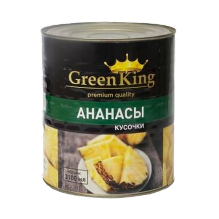 Ананасы Green King кусочки в легком сиропе 3,1 л., ж/б