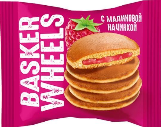 Пирожное бисквитное Basker Wheels Pancake с малиной 36 гр., флоу-пак