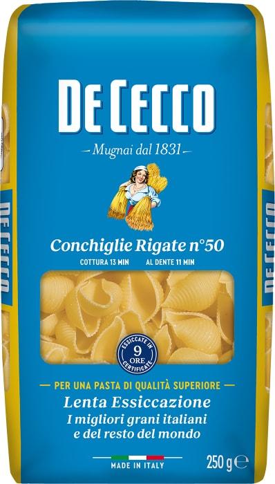 Макаронные изделия DeCecco №50 Conchiglie rigatie Конкилье ригате 250 гр., флоу-пак