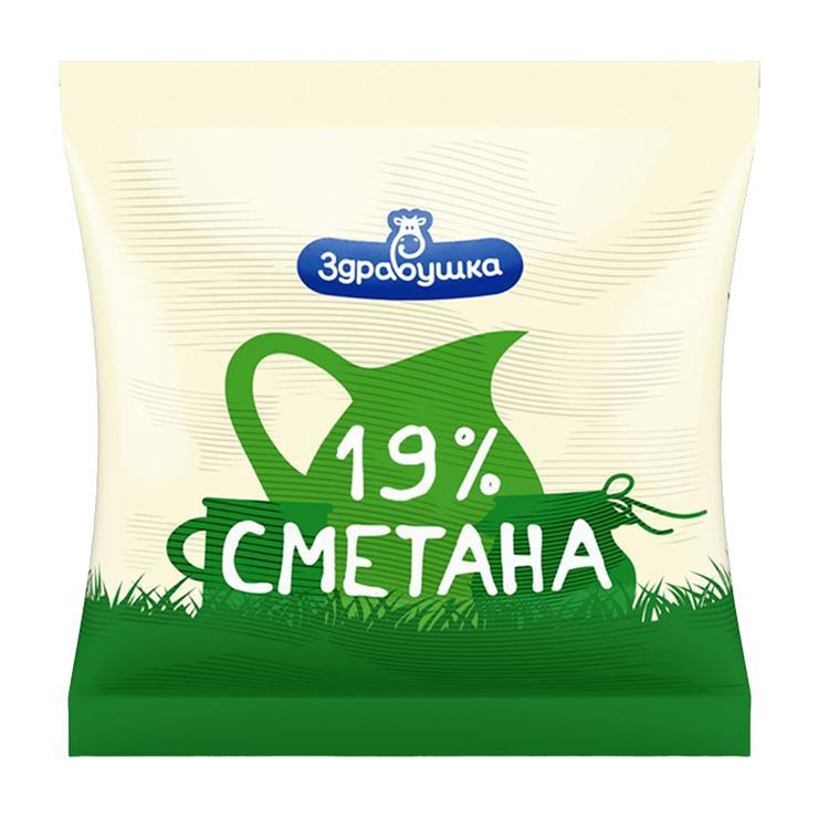 Сметана Здравушка 19% 400 гр., флоу-пак