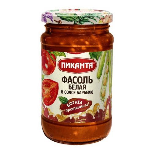 Фасоль белая Пиканта в соусе барбекю 390 гр., стекло
