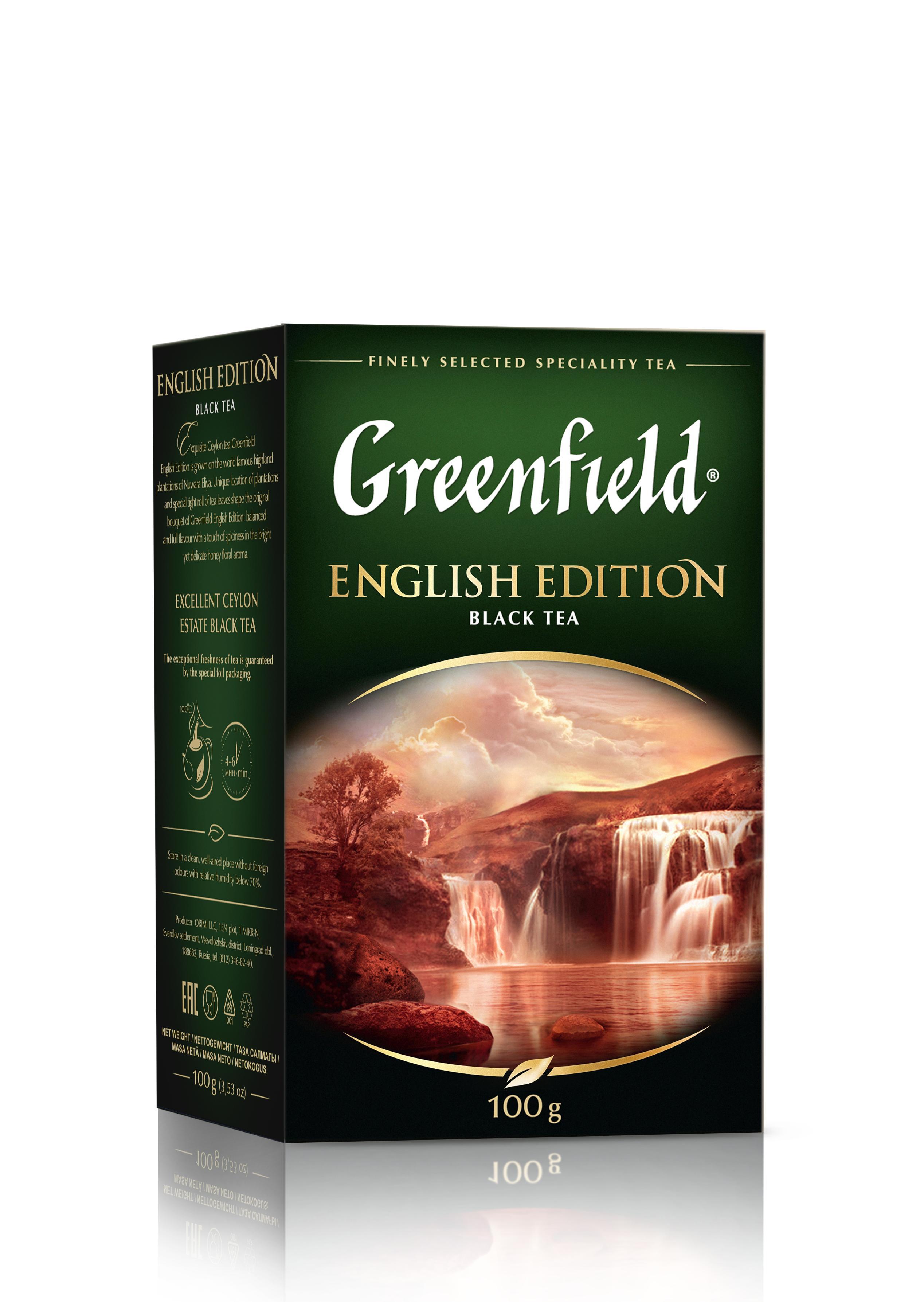 Чай Greenfield English Edition черный листовой 100 гр., картон