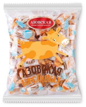Конфеты молочные Азовская КФ Азовская коровка на сливках 1 кг., флоу-пак