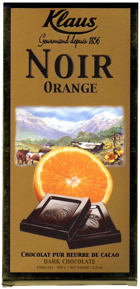 Шоколад KLAUS горький с апельсином 100 гр., картон