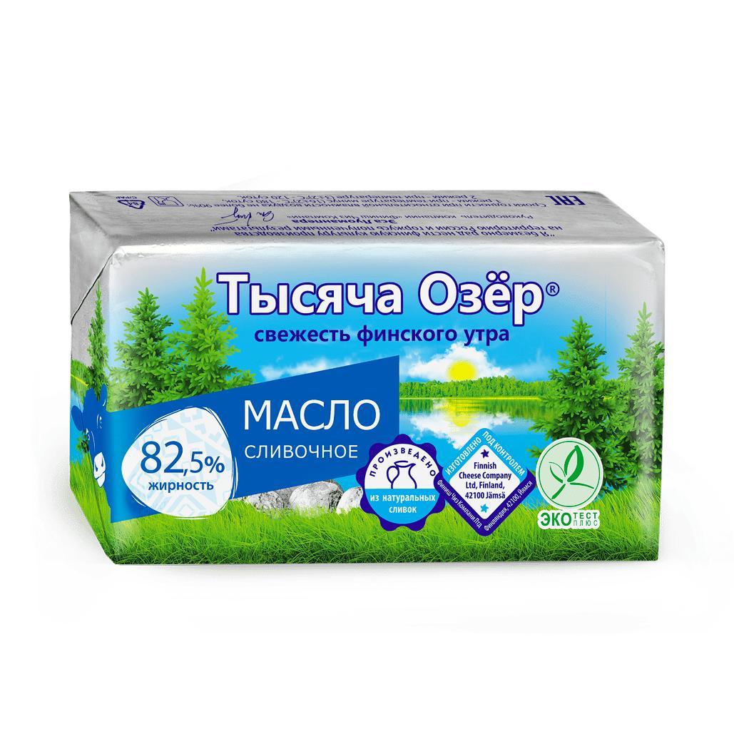 Масло Тысяча Озер сливочное 82,5%, 180 гр., обертка