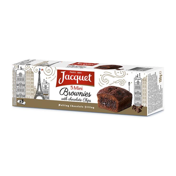 Пирожные Jacquet 5 Mini Brownies мини шоколадные с кусочками шоколада 150 гр., картон