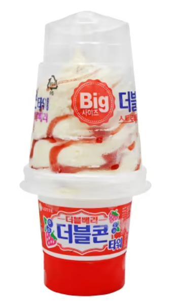 Мороженое LOTTE Double Bianco Малинка, 185 мл., ПЭТ стакан