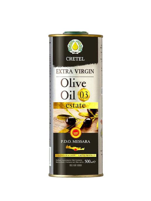 Масло оливковое CRETEL ESTATE EVOO AC 0,3 P.D.O. Messara, 500 мл., ж/б