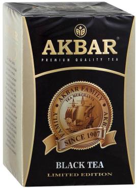 Чай Akbar Limited Edition листовой черный, 200 гр., картон